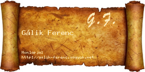 Gálik Ferenc névjegykártya